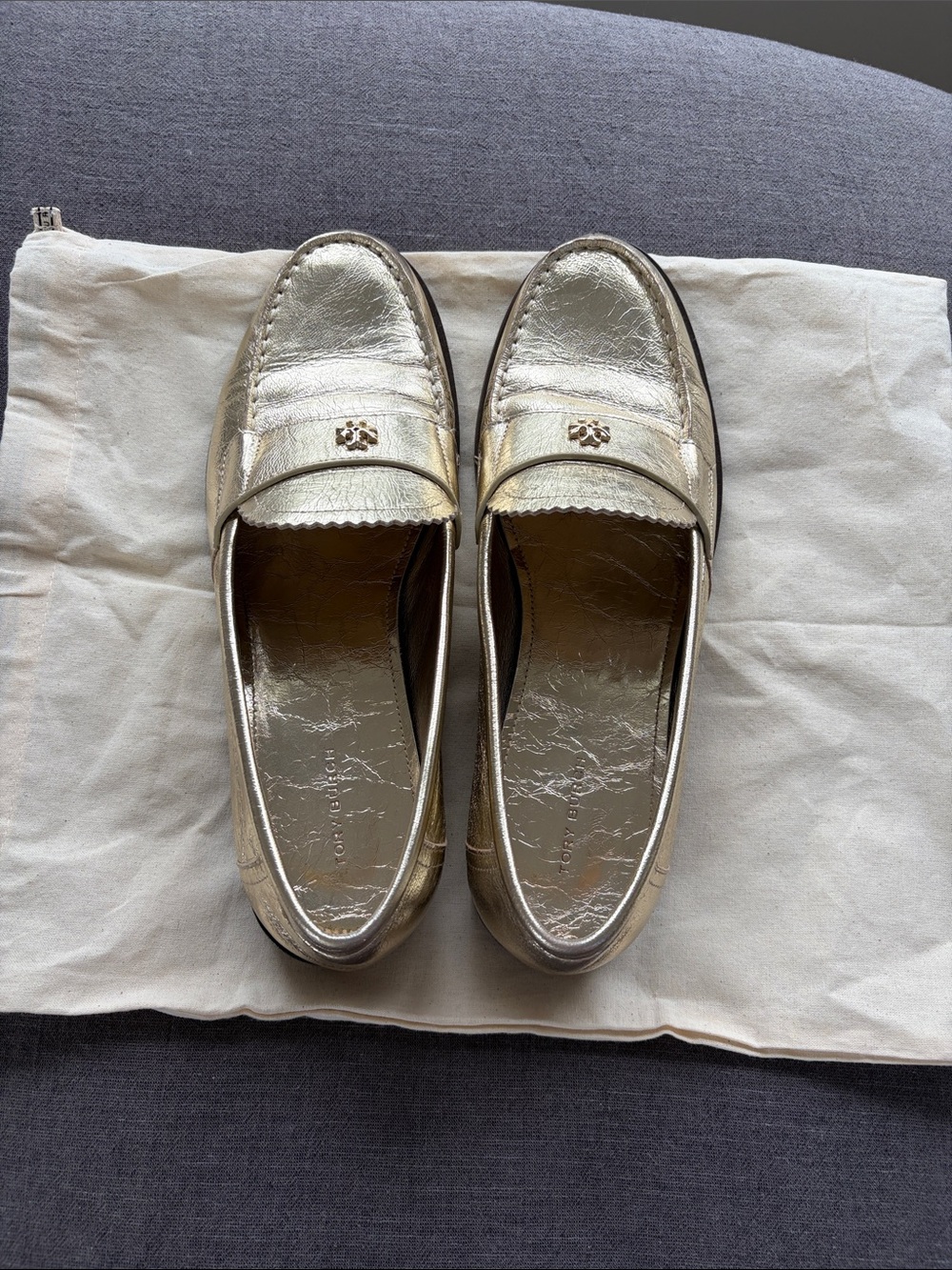Tory Burch Classic Metallic Gold Loafers SZ 10